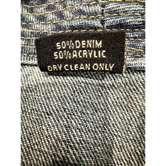 Saachi – Mixed Media Denim Knit Cardigan – Blue/Charcoal – One Size - Picture 3 of 5